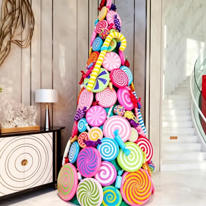 Pastel Giant Lollipop Candy Statue Christmas Tree Mall Display Prop — view 3