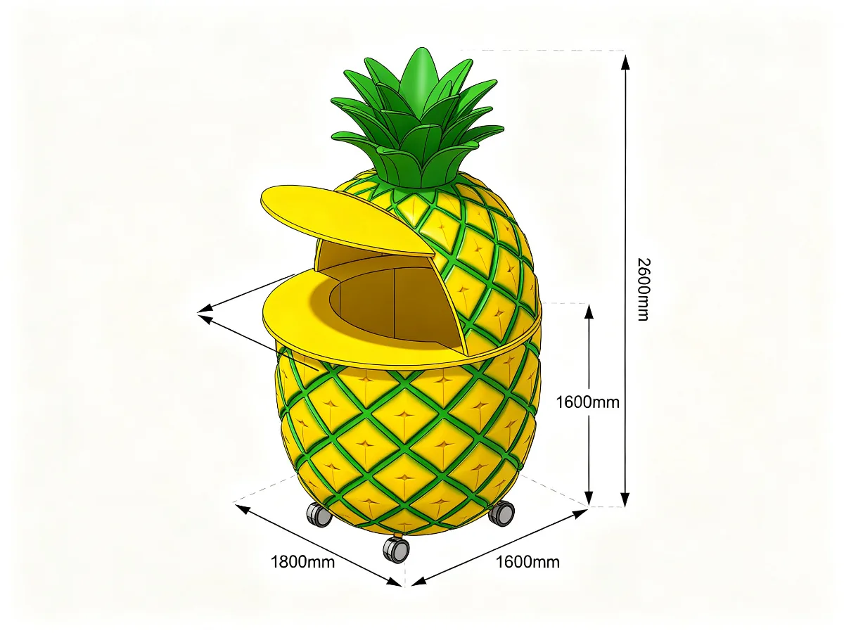Pineapple-Shaped Fiberglass Outdoor Beach Kiosk 1800x1600x2600mm Juice Stand — product detail 1