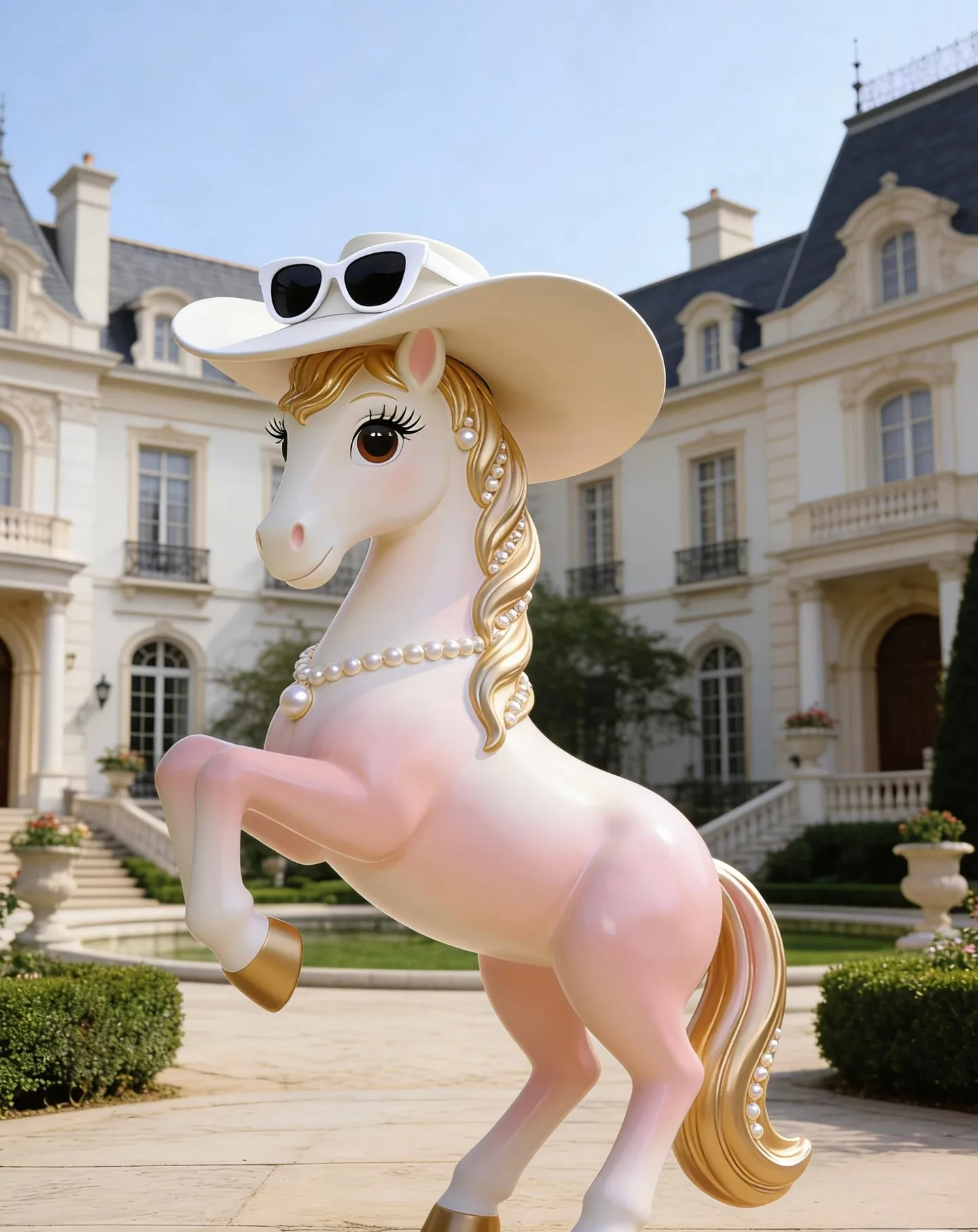 Pink Cartoon Horse Fiberglass Sculpture For Mall Outdoor — view 4