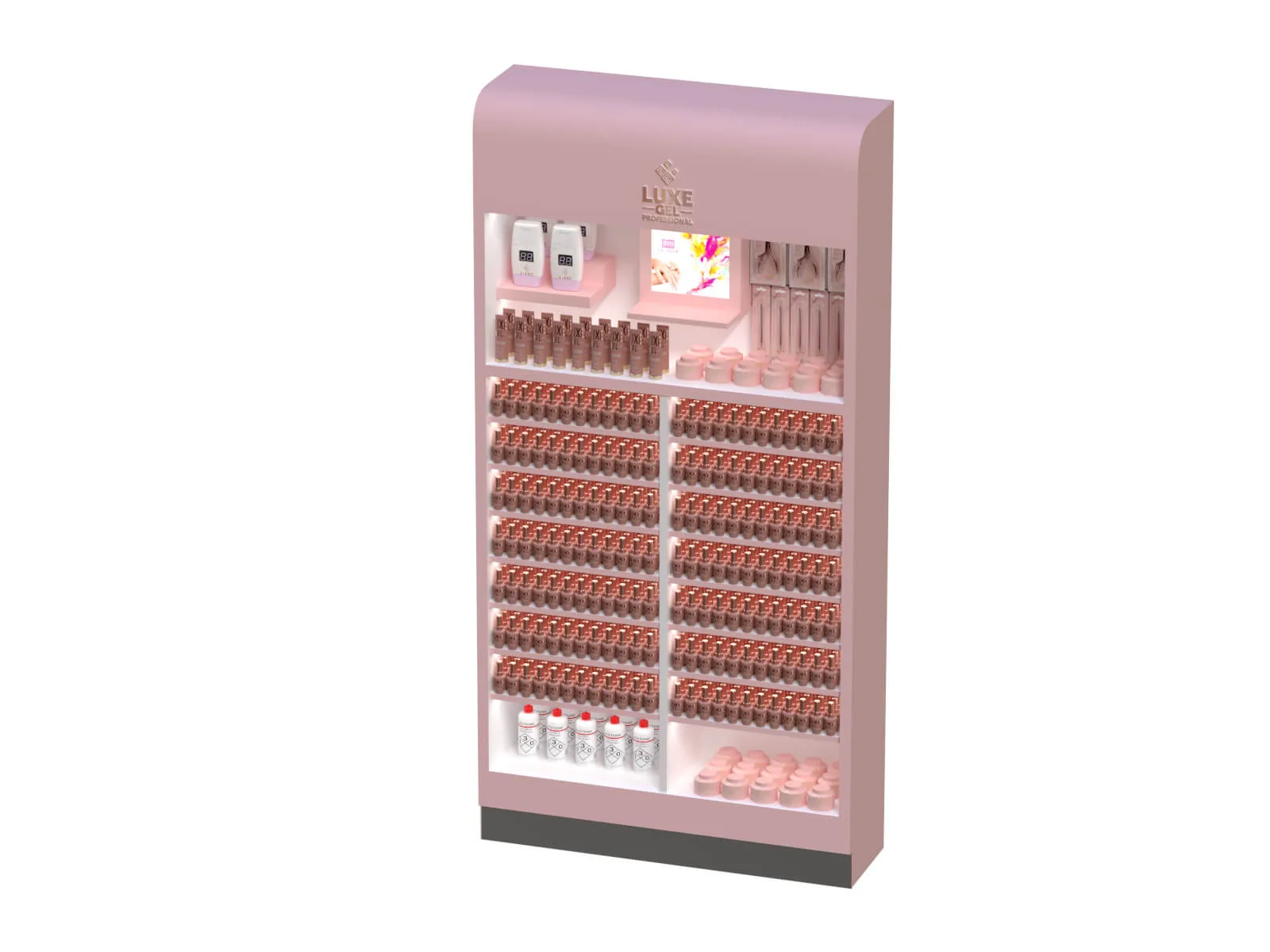 Pink Custom Nail Cabinet with LED Lighting: Spacious 8-Tier Display for Salon Gel Bottles & Care Products — view 3