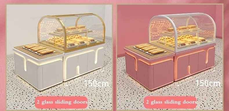 Pink dream bread display showcase custom bakery gondola counter — view 4