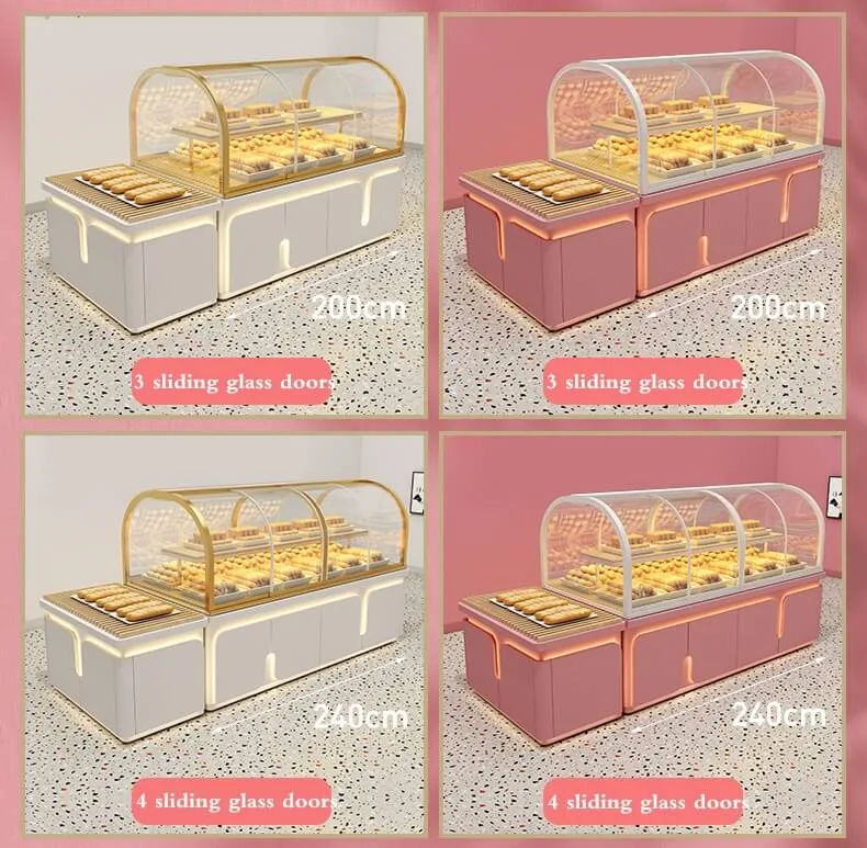 Pink dream bread display showcase custom bakery gondola counter — view 5