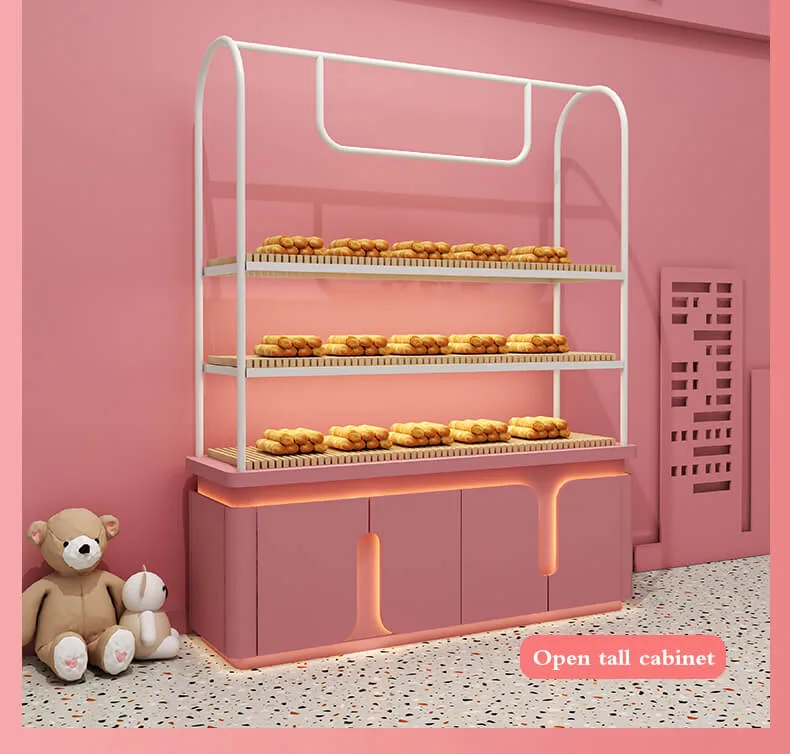 Pink dream bread display showcase custom bakery gondola counter — view 6