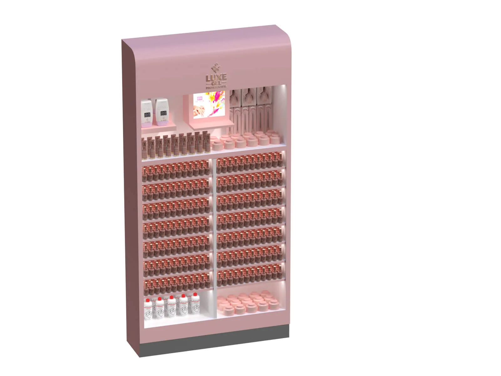 Pink nail display cabinet custom cosmetic display rack for sale — view 3
