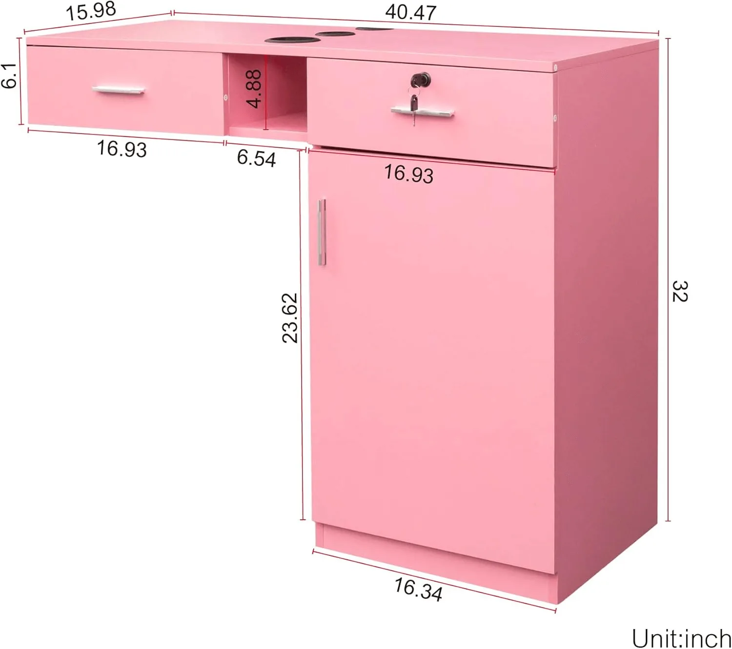 Pink Sweet Wall-mounted Hair Salon Styling Table Custom Salon Furniture Factory Direct Sales — view 4
