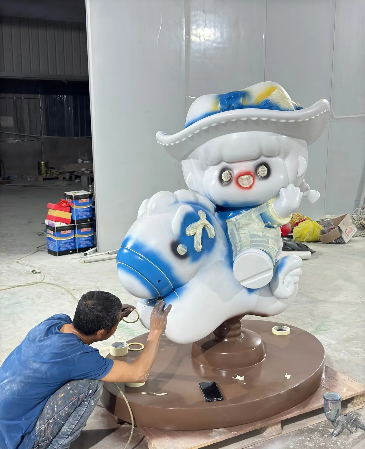 Playful Cowboy Mascot Sculpture: Premium Fiberglass for Brand Spaces — view 3