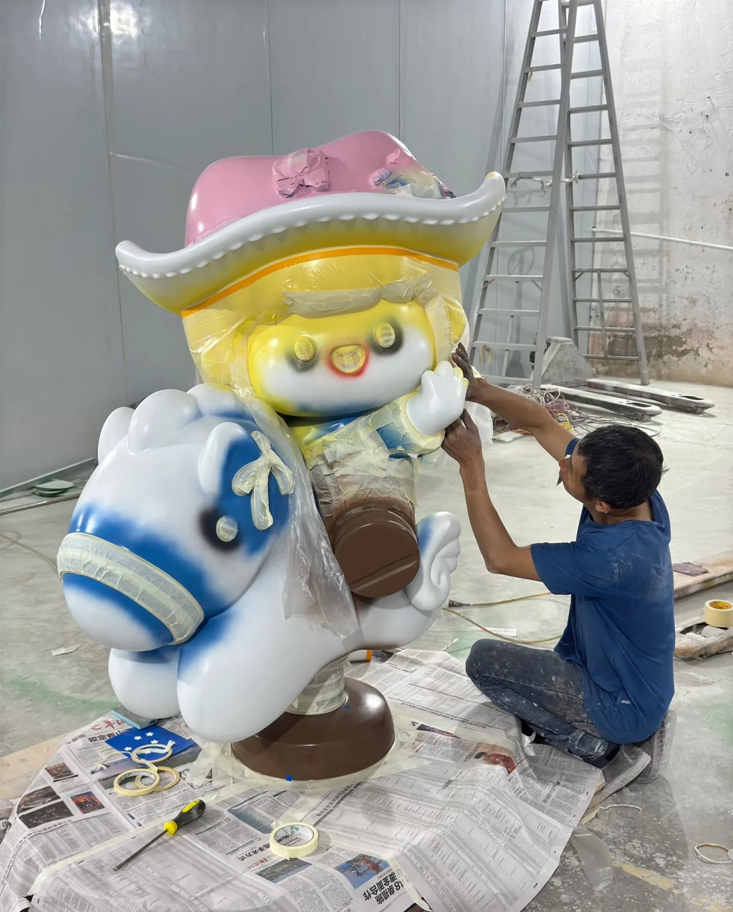 Playful Cowboy Mascot Sculpture: Premium Fiberglass for Brand Spaces — view 4