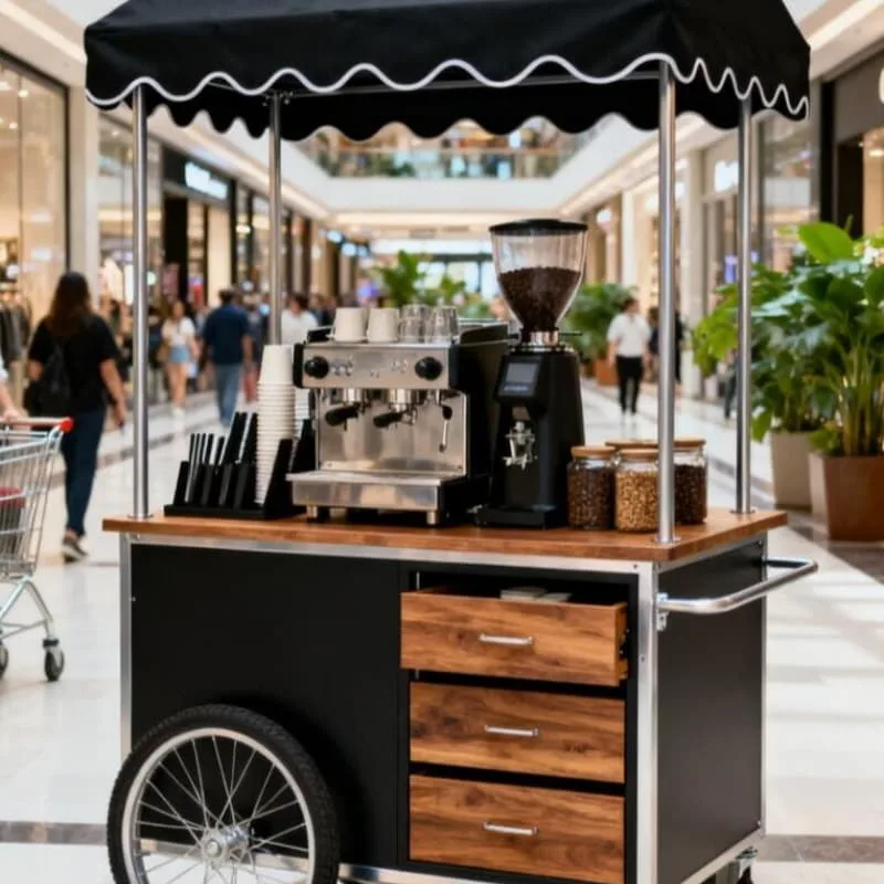 Portable Mall Coffee Cart With Awning Full Storage for Pop‑up Coffee Business — view 3
