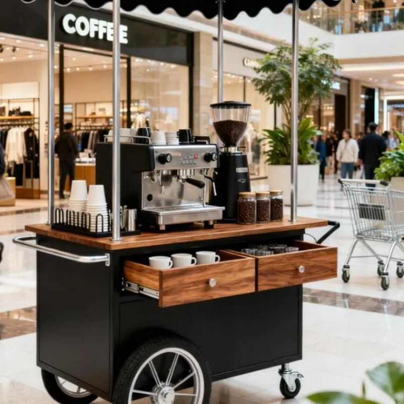 Portable Mall Coffee Cart With Awning Full Storage for Pop‑up Coffee Business — view 4