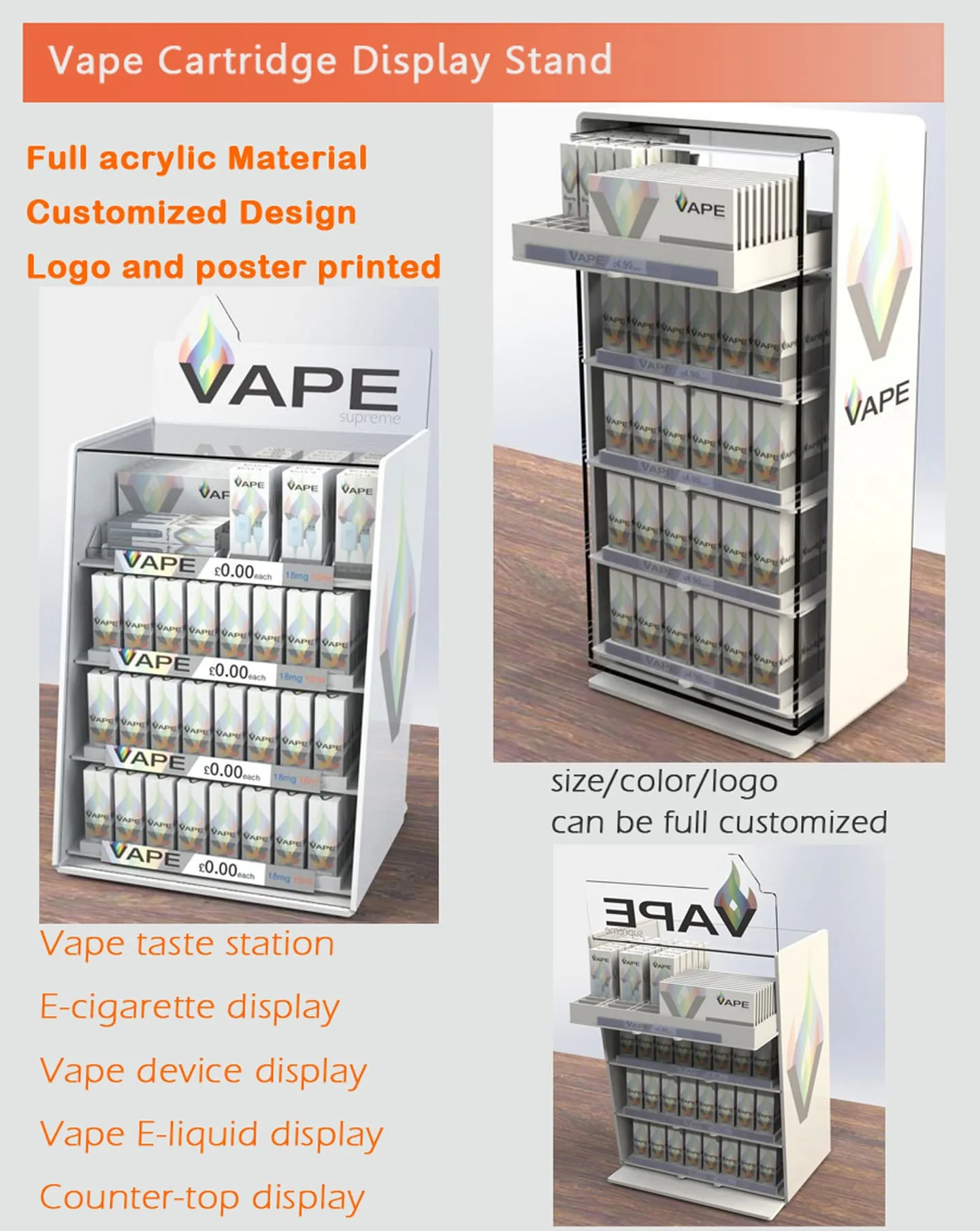 Practical electronic cigarette display stand design retail display wall cabinet — view 4