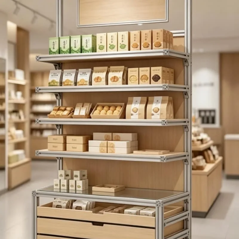 Practical freestanding wooden stand for large bakery display needs — view 4