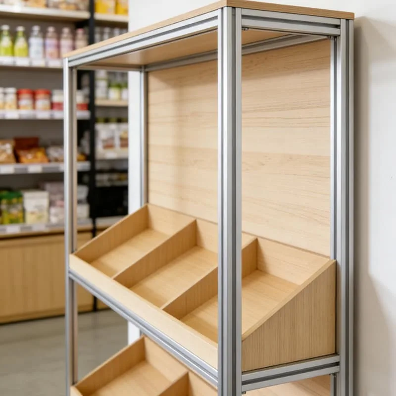 Practical Wooden Bakery Display Shelving Unit Tiered Stand for Central Shop — view 3