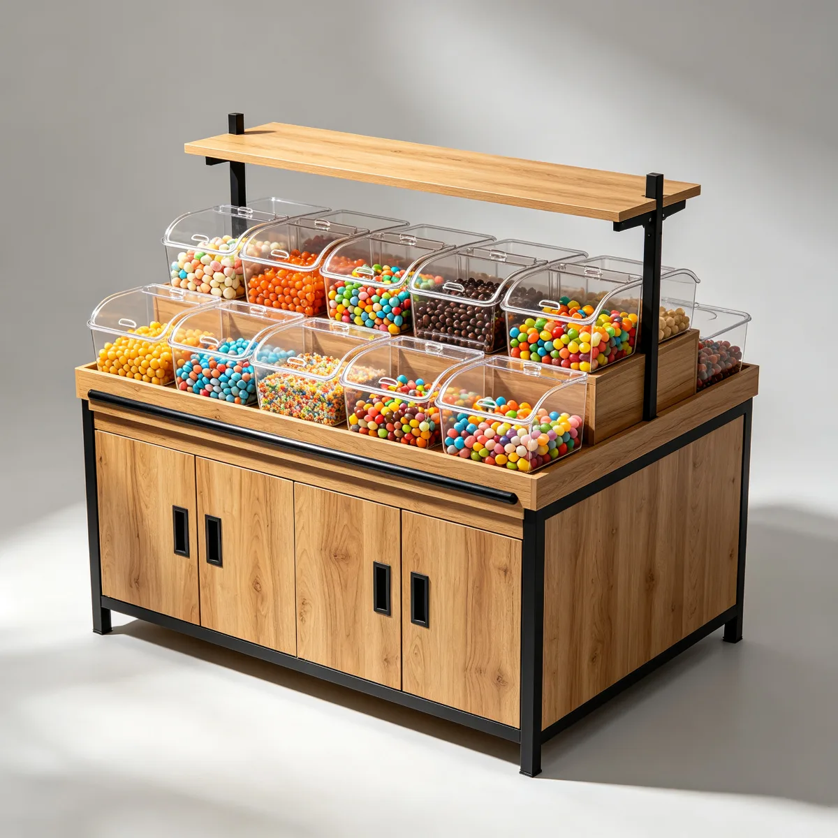 Practical wooden candy display cabinet with acrylic box in hot sale — view 2