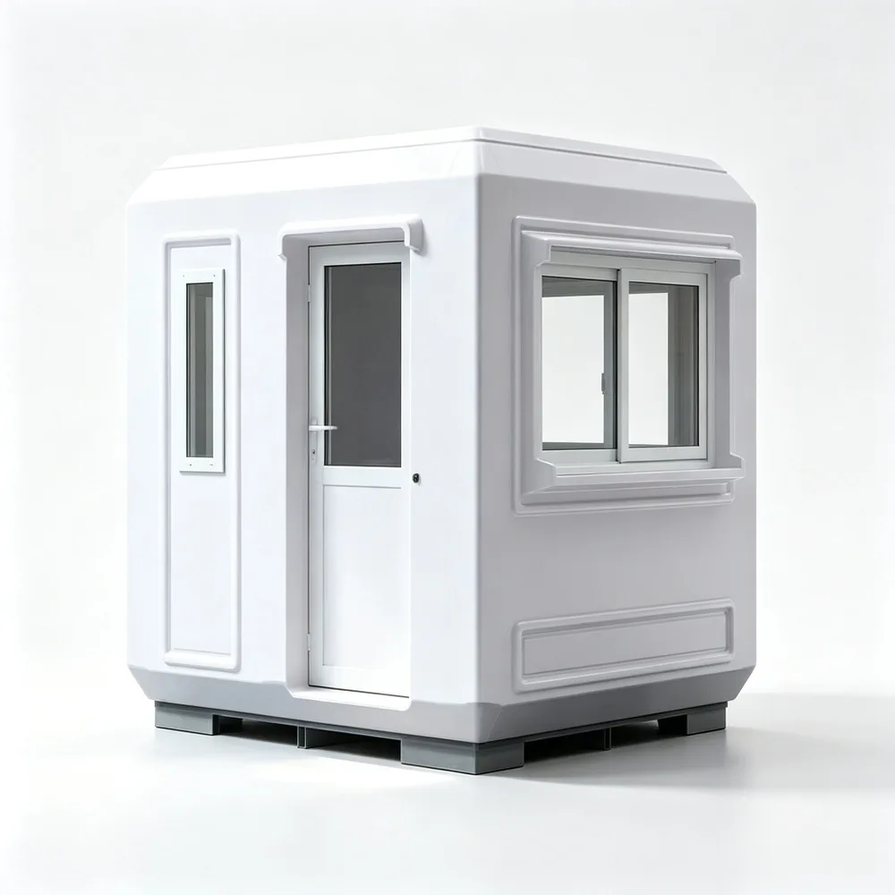 Prefab White Molded Tourist Information Kiosk – Custom Fiberglass Composite Rounded Corner Visitor Service Booth with Side Door for Public S — view 3