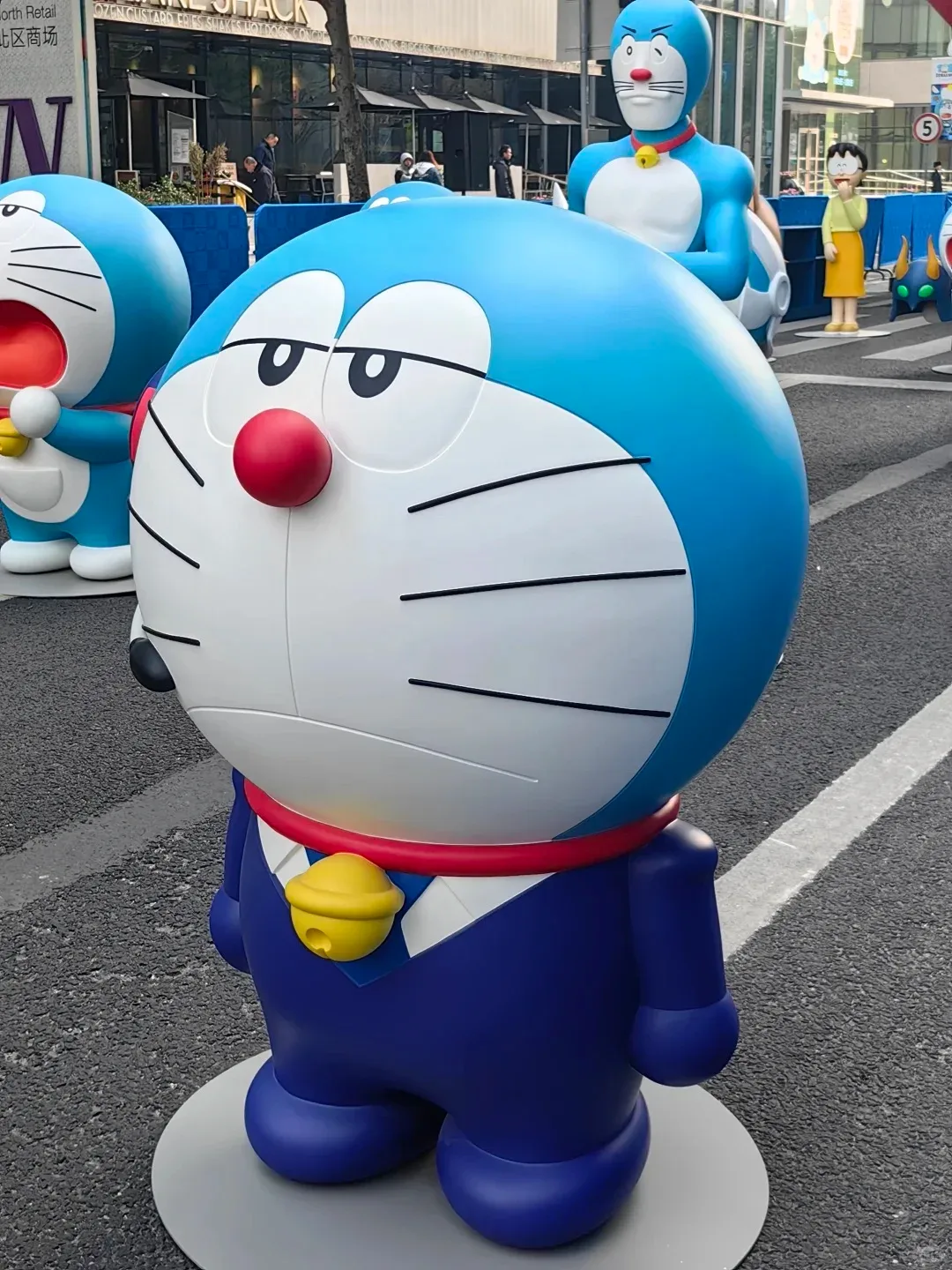 Premium Custom Fiberglass Doraemon Character Sculptures For Commercial Decor