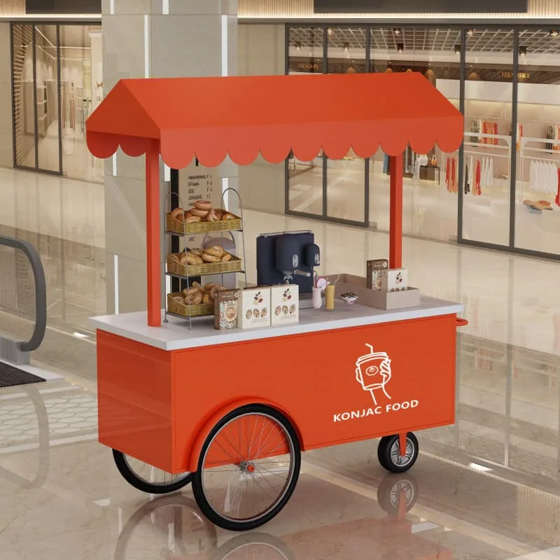 Premium Hand‑Pushed Coffee Cart with Scalloped Canopy for Retail — view 5