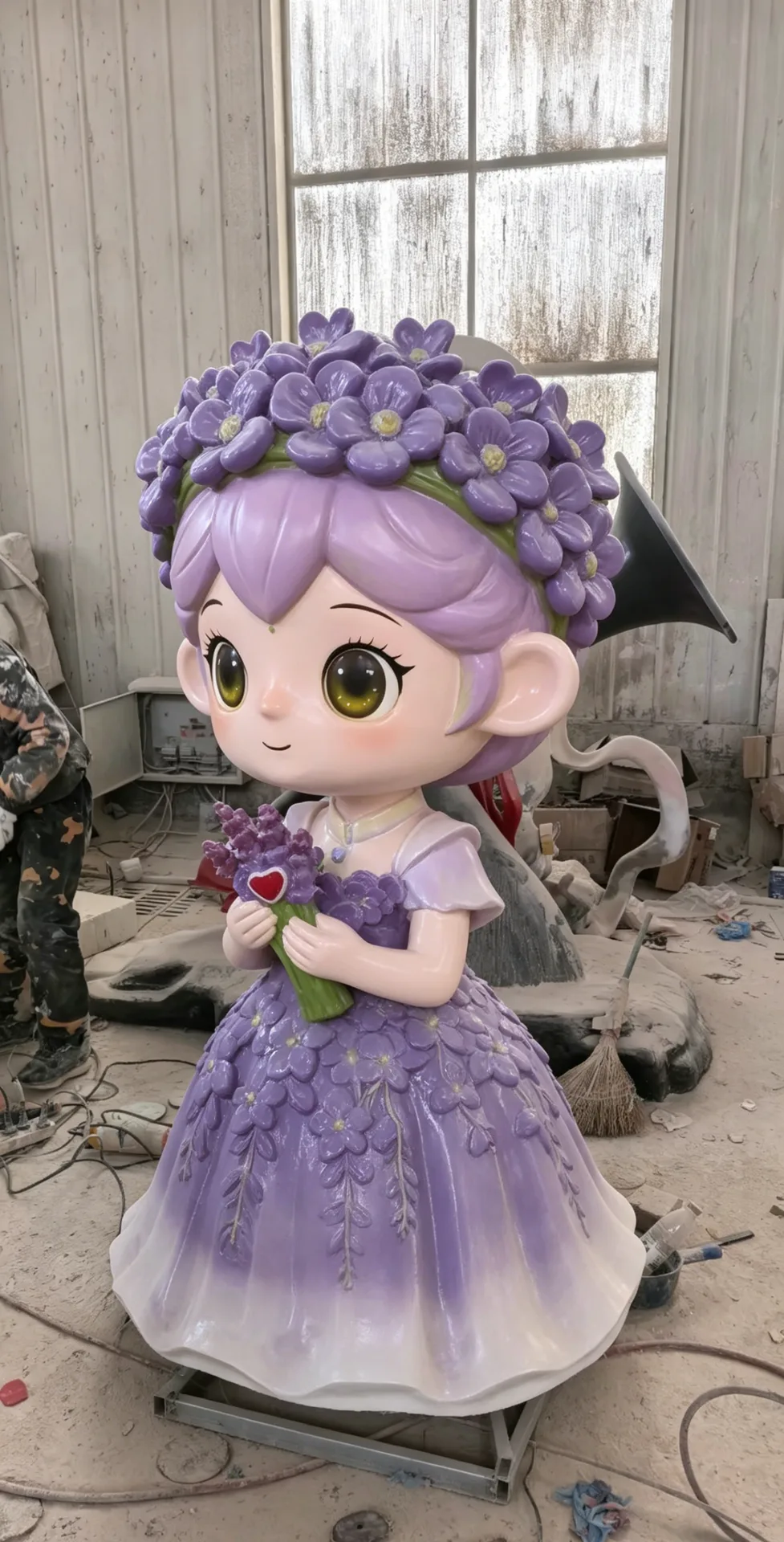 Purple Flower Girl Fiberglass Sculpture for Shop & Event Display — view 3