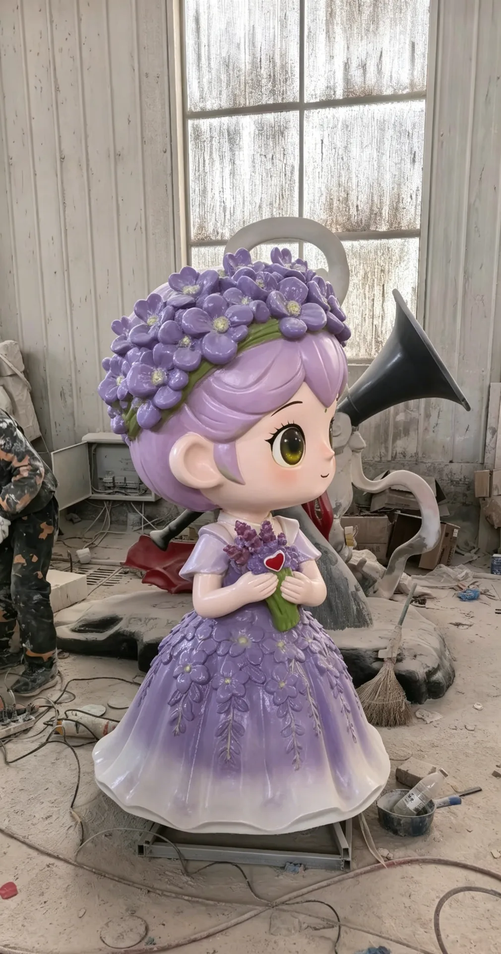 Purple Flower Girl Fiberglass Sculpture for Shop & Event Display — view 4