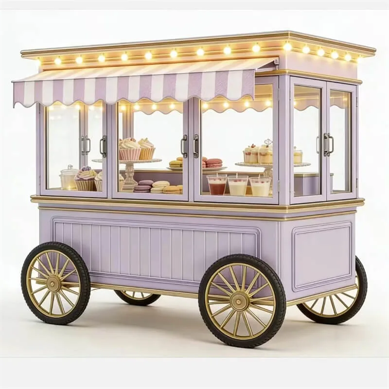 Purple & Gold Mobile Dessert Cart | Customizable Sweet Retail Kiosk for Weddings & Markets — view 2