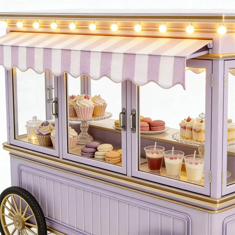 Purple & Gold Mobile Dessert Cart | Customizable Sweet Retail Kiosk for Weddings & Markets — view 3