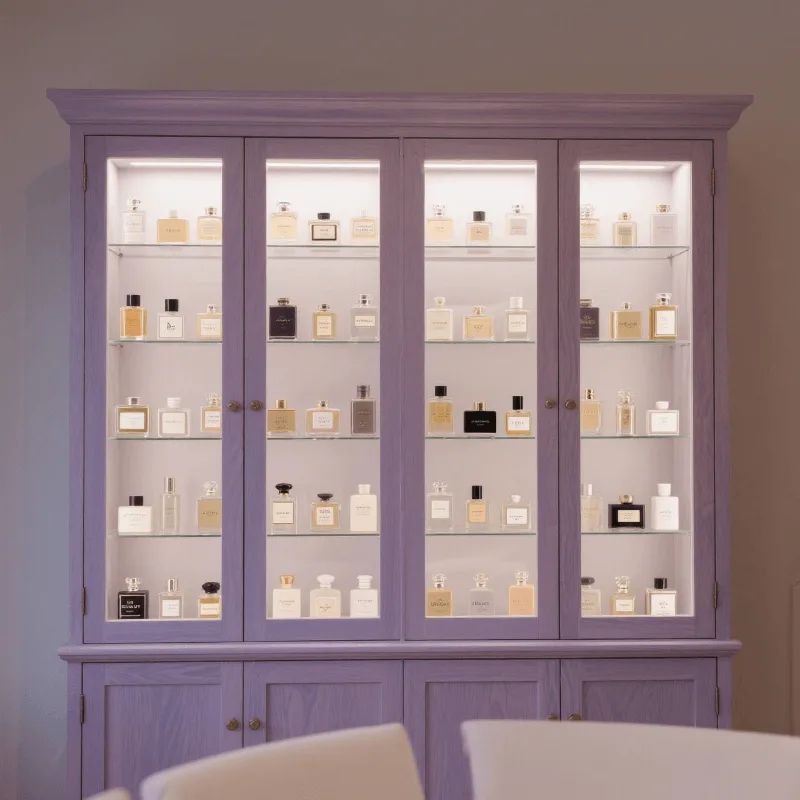 Purple romantic perfume display cabinet Perfume store display cabinet — view 3
