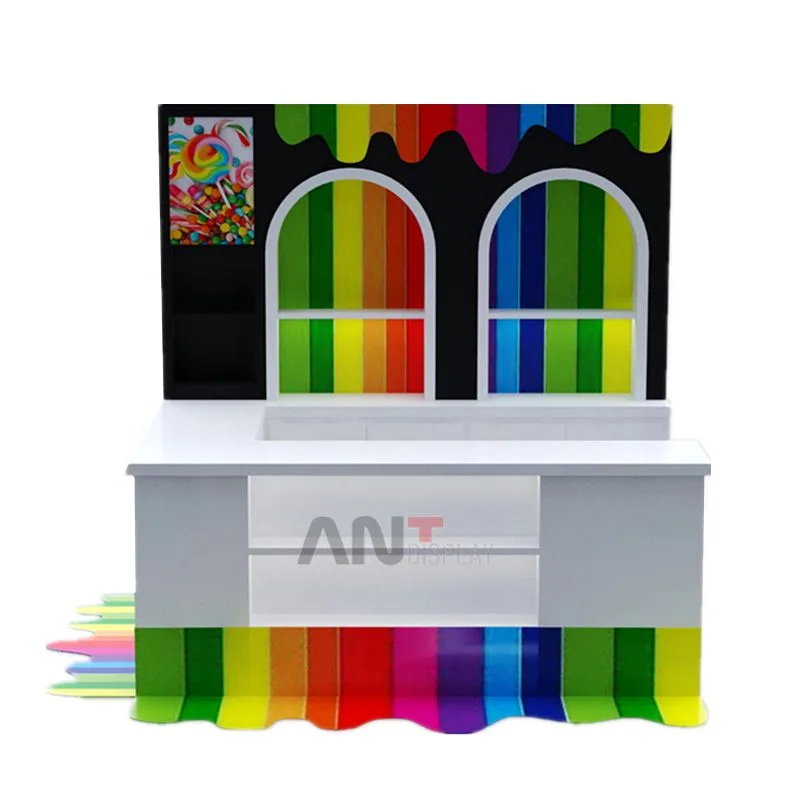 Rainbow colored cashier Candy store reception desk — view 4