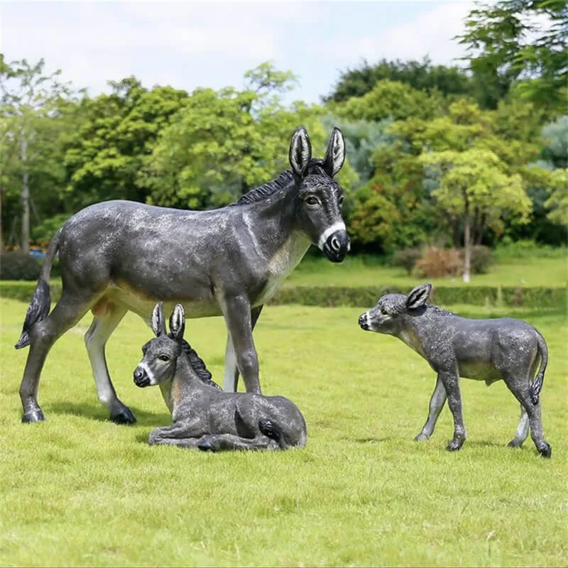 Realistic Fiberglass Donkey Sculpture | Outdoor Garden Farm Ornament, Custom Size Donkey Sculpture — view 4