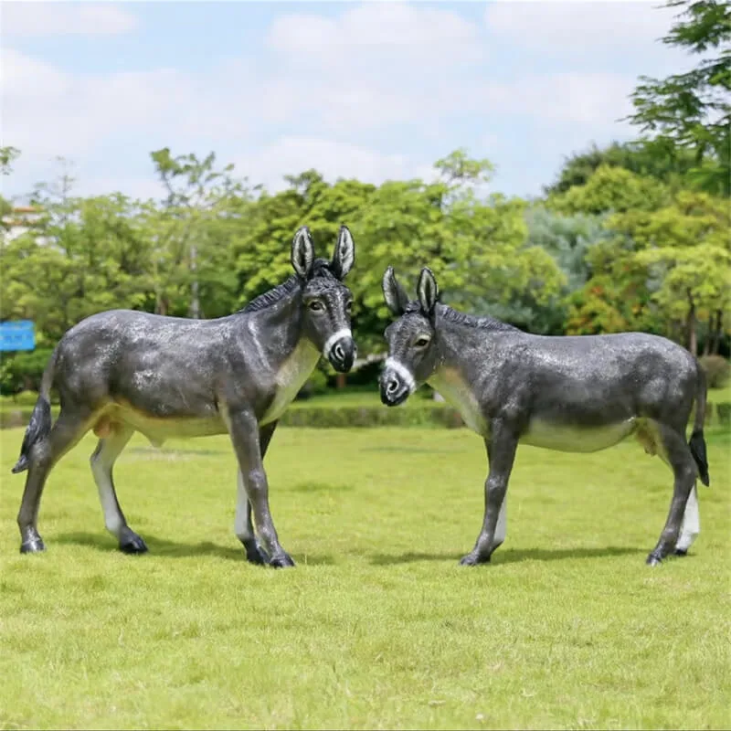 Realistic Fiberglass Donkey Sculpture | Outdoor Garden Farm Ornament, Custom Size Donkey Sculpture — view 3