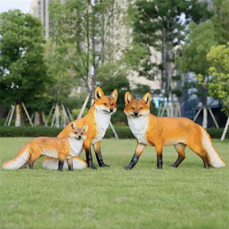 Realistic Fiberglass Fox Sculpture | Natural Landscape Decor for Outdoor Gardens, Parks & Scenic Spots — view 3