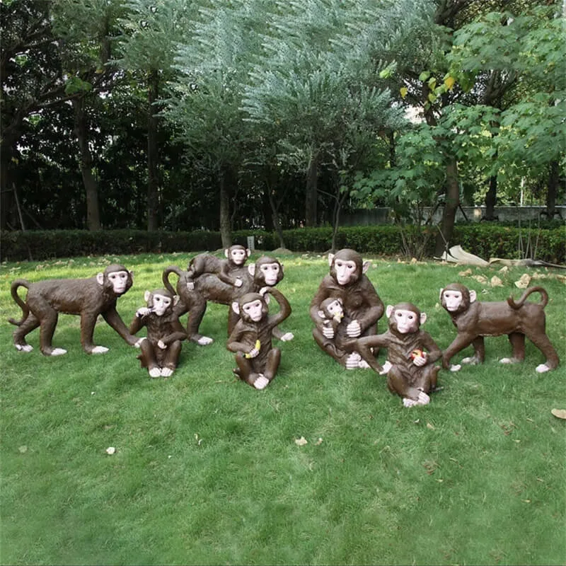 Realistic Fiberglass Monkey Sculpture – Outdoor Garden & Park Parent‑Child Decor — view 3