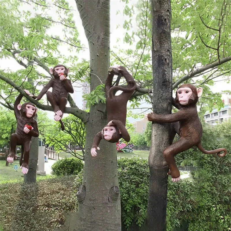 Realistic Fiberglass Monkey Sculpture – Outdoor Garden & Park Parent‑Child Decor — view 4