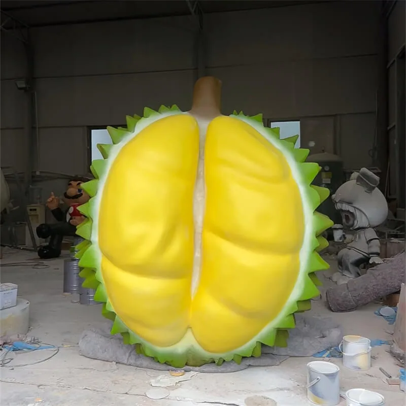 Realistic FRP Durian Sculpture – Outdoor Decor, Photo Spot & Eye-Catching Ornament for Fruit Shops and Durian Restaurants