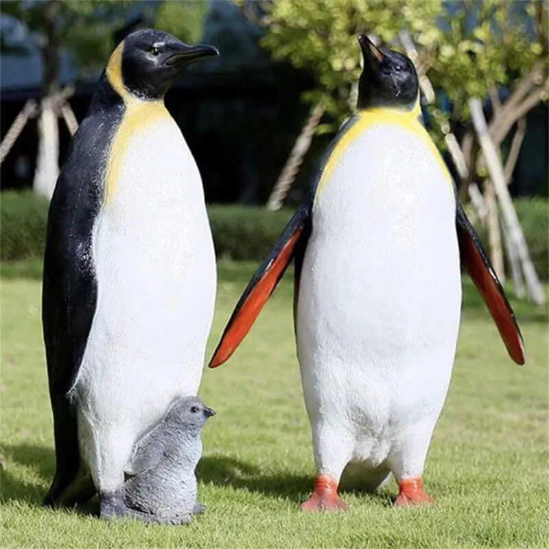 Realistic Penguin Fiberglass Sculpture | Outdoor Garden Animal Statue | Custom Polar Theme Penguin Decor — view 3