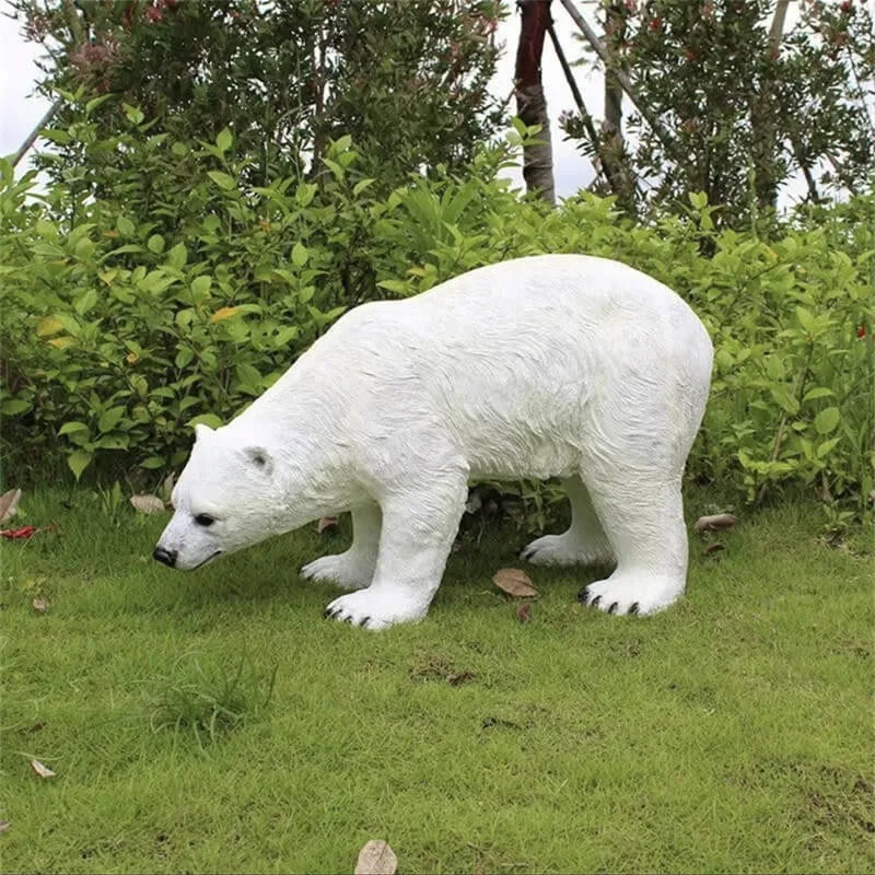 Realistic Polar Bear Sculpture | Outdoor Park Landscape Ornament, Polar Theme Display Decor — view 3