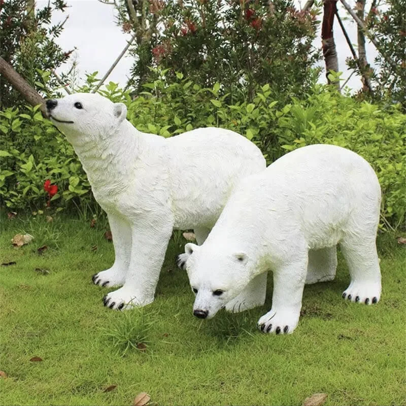 Realistic Polar Bear Sculpture | Outdoor Park Landscape Ornament, Polar Theme Display Decor — view 4