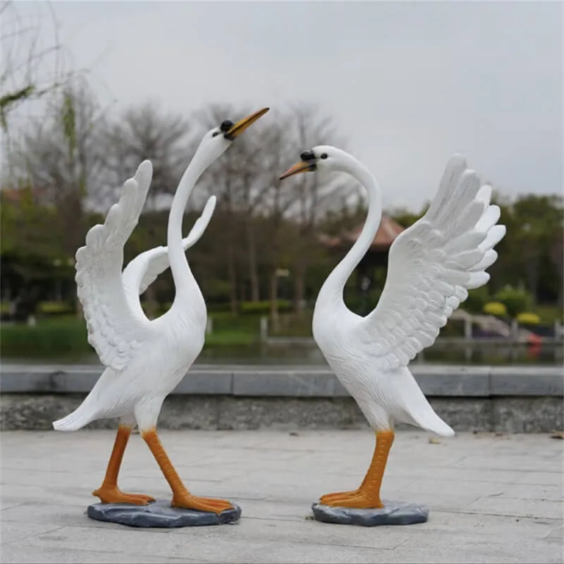 Realistic Swan Sculpture | Outdoor Pond & Garden Decor, Lifelike Ornament for Landscaping — view 3