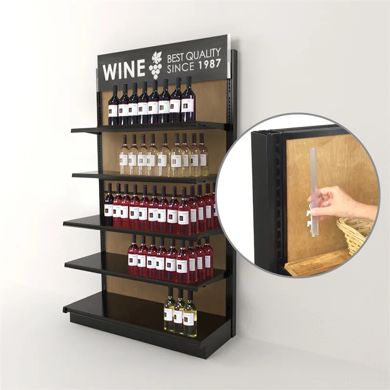Retail wine shelving wood wall cabinet liquor store display rack for sale — view 4