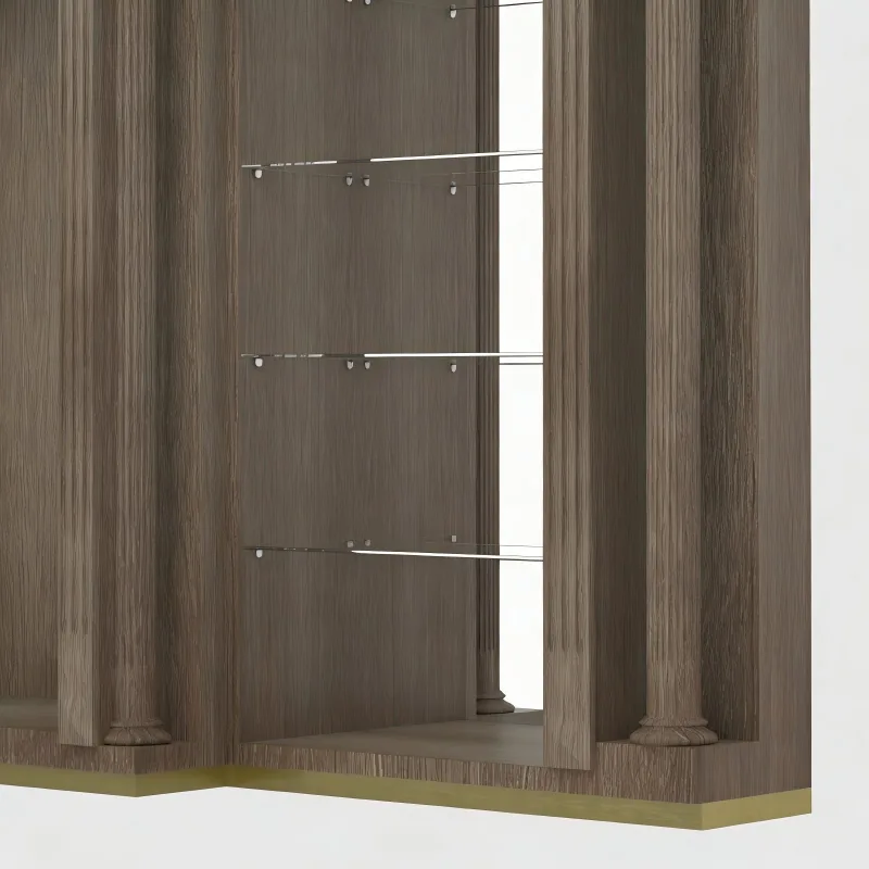 Retro Jewelry Cabinet – Vintage Open Display Shelf Cabinet with Solid Wood Carvings for Jewelry Stores & Home Use — view 4