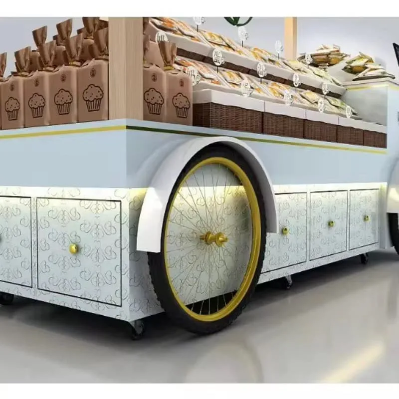 Retro Portable Bakery Cart Mobile Food Vending Concession Stall — view 4