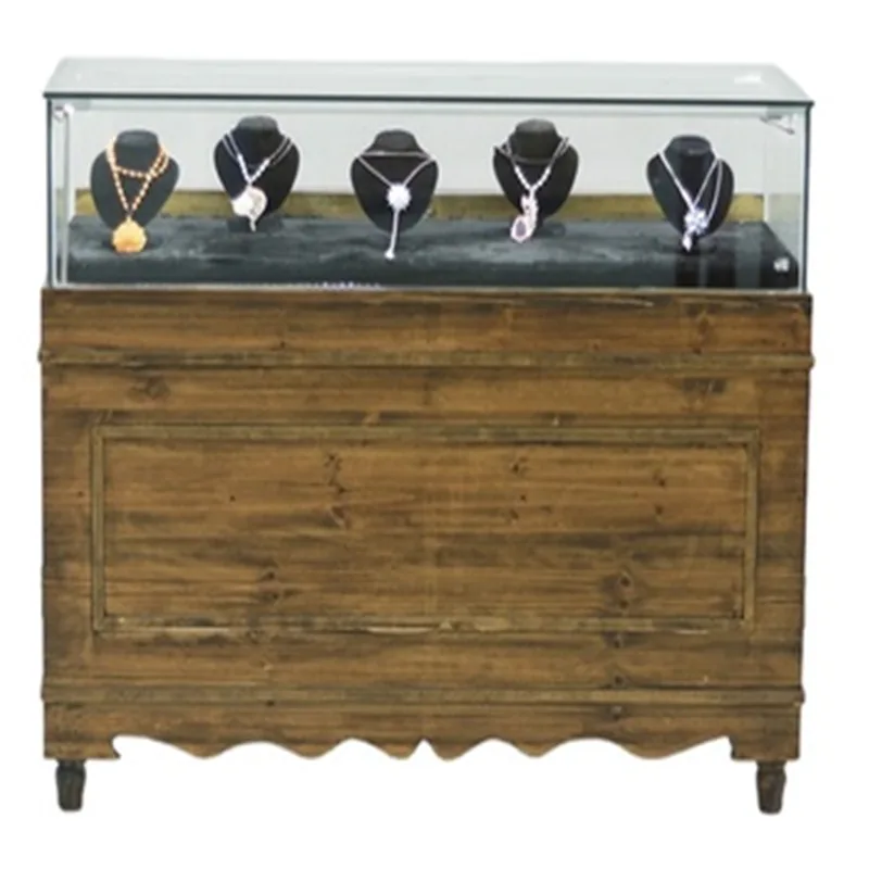 Retro – style Jewelry Display Cabinet Wooden Jewelry Display Showcase on Sale