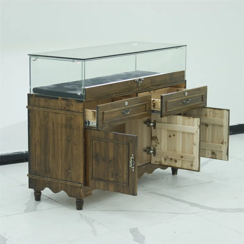 Retro – style Jewelry Display Cabinet Wooden Jewelry Display Showcase on Sale — view 5