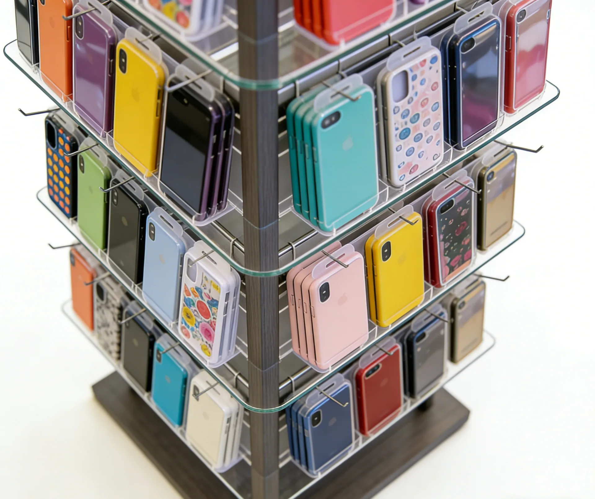 Rotating Phone Case Display Stand 4 Shelf Freestanding — product detail 1
