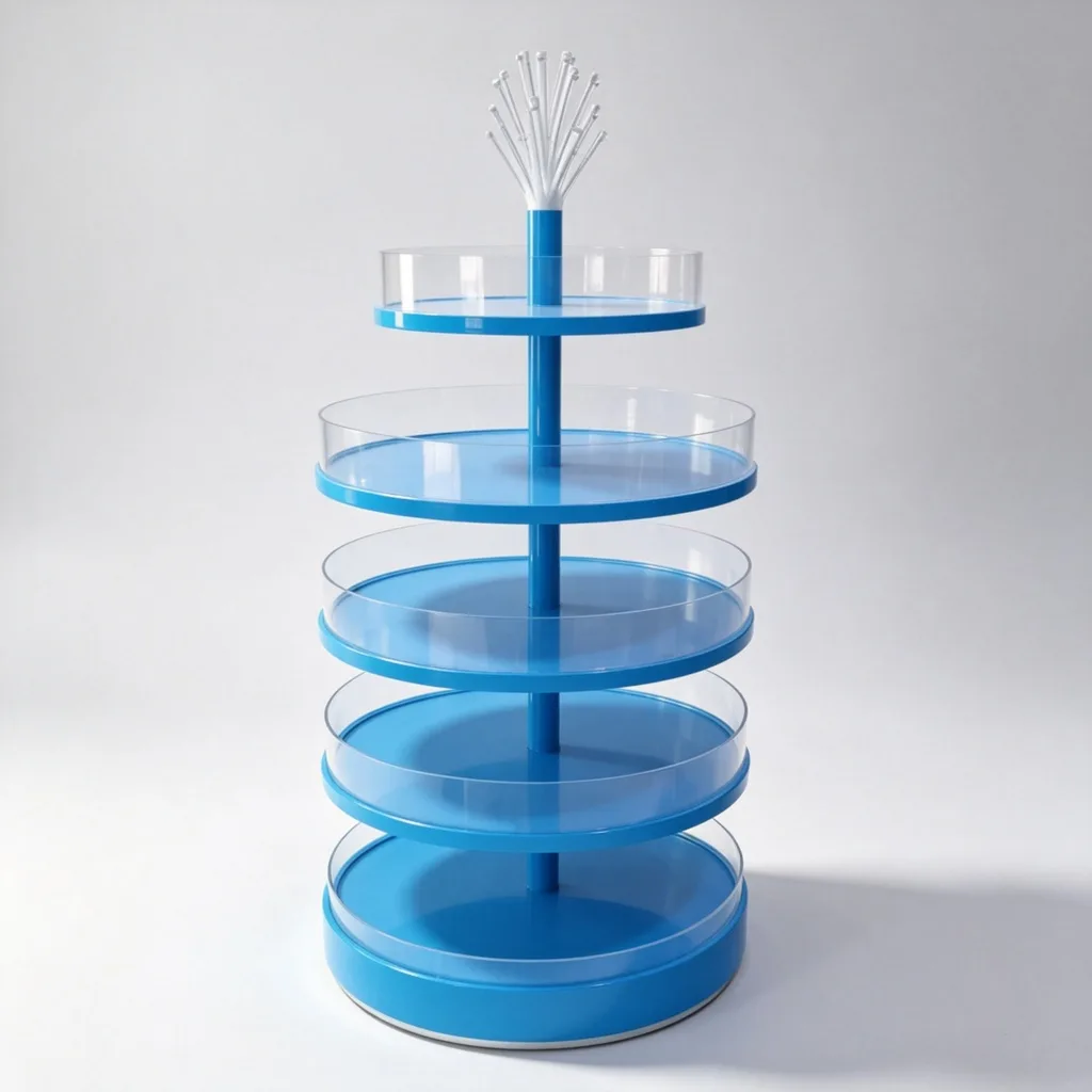 Rotating Tiered Candy Display Stand with Lollipop Tree Topper Blue Acrylic — view 4
