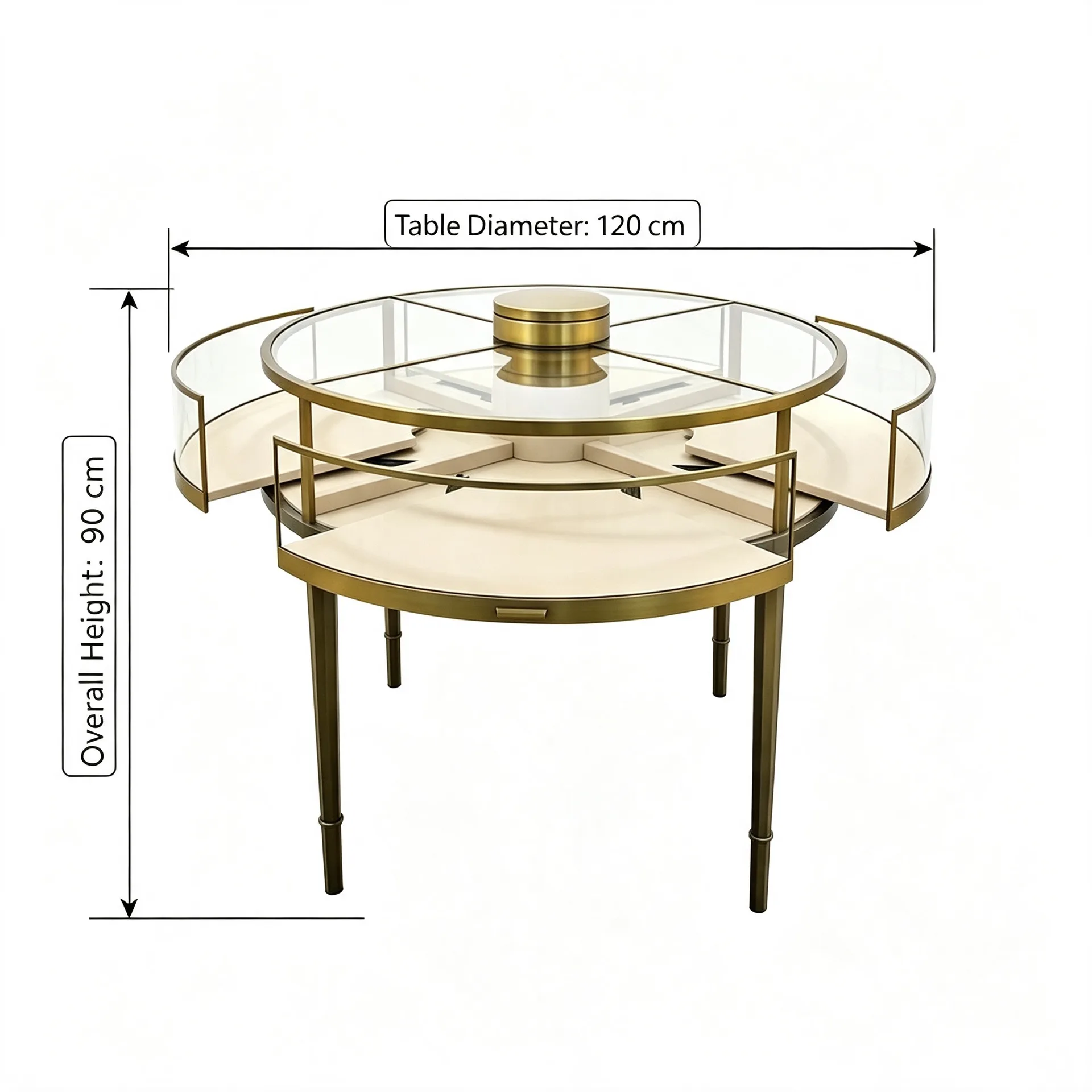 Round Brass‑Framed Jewelry Display Table for Luxury Boutique Showrooms — product detail 1