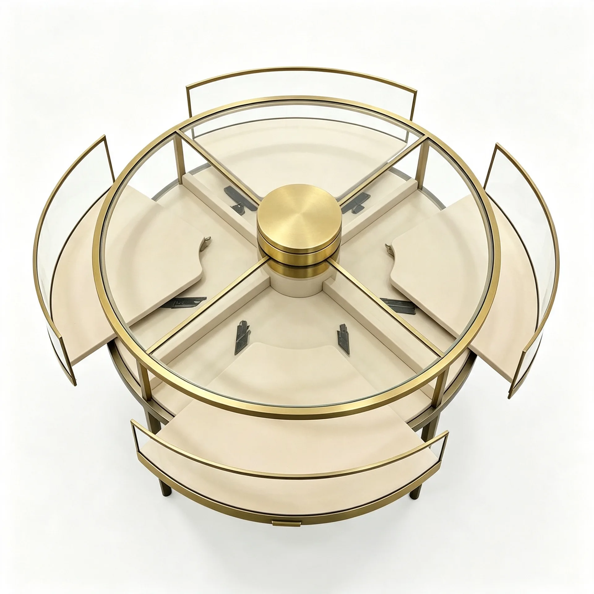 Round Brass‑Framed Jewelry Display Table for Luxury Boutique Showrooms — view 3