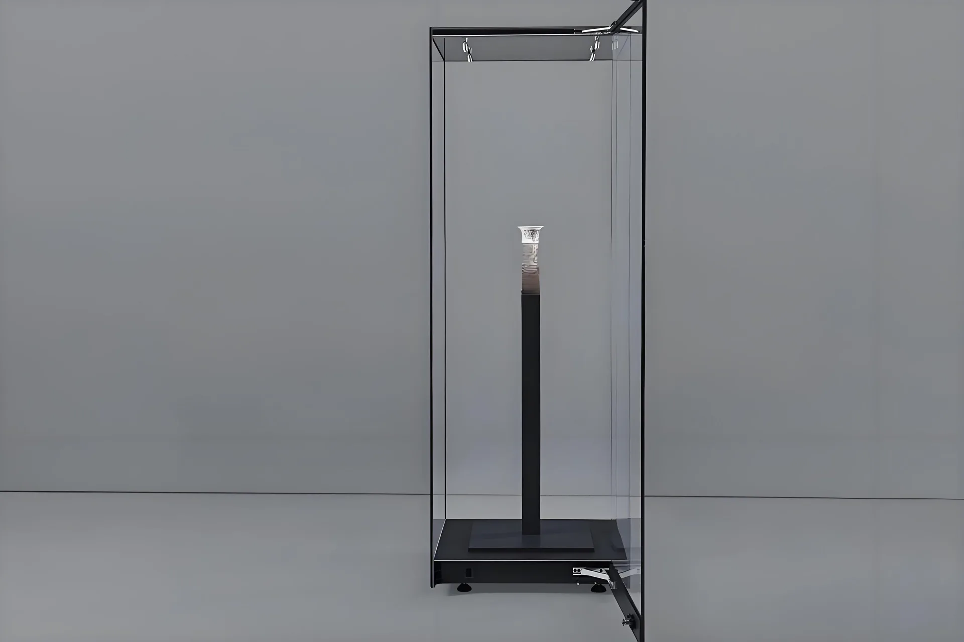 RT06 Hinged Door Frameless Modular Glass Display Case with Lights For Museum — view 3