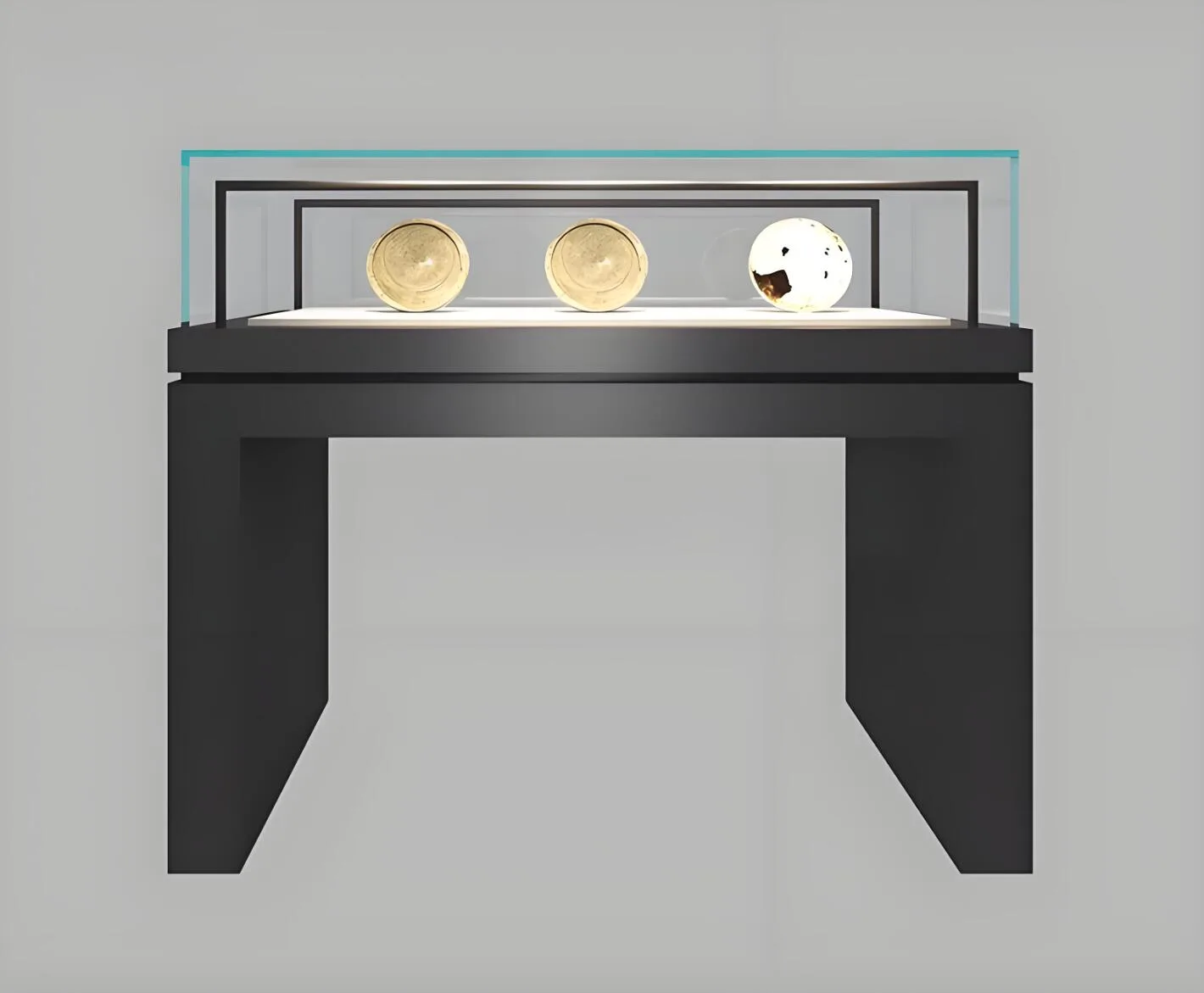 RT16 Black Metal Powercoating Hydraulic Lift Museum Table Top Display Case — product detail 1