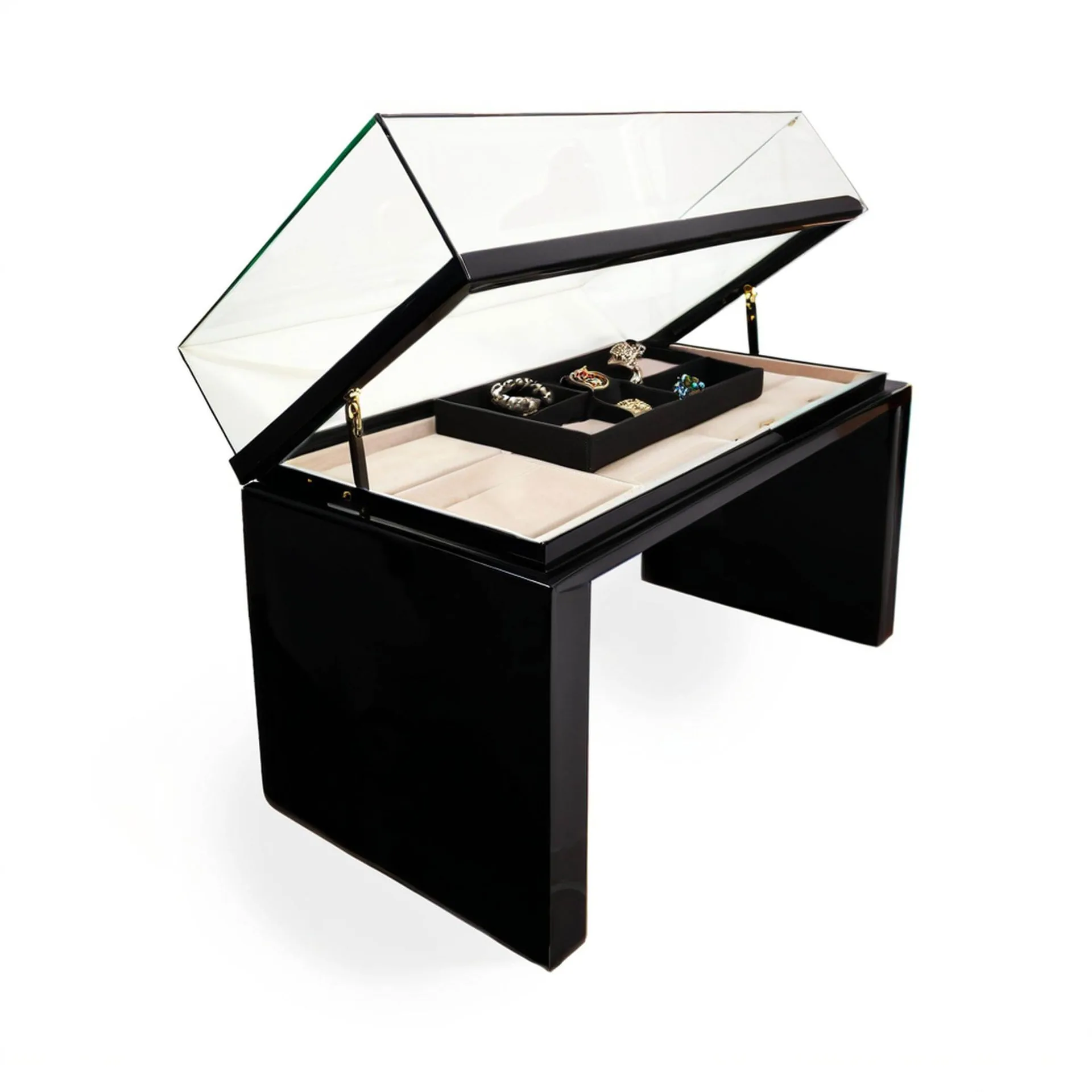 RT16 Black Metal Powercoating Hydraulic Lift Museum Table Top Display Case — view 3