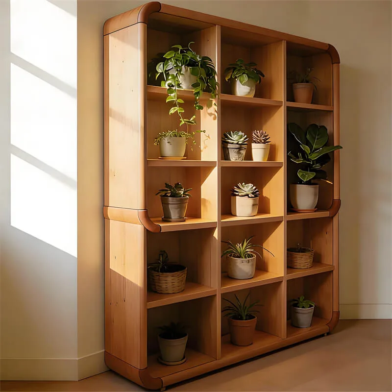 Rustic-Style Customizable Wooden Display Cabinet | Multi-Scenery Potted Plant Showcase for Flower Shops & Homes — view 3