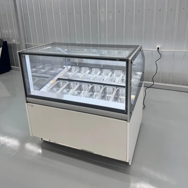 Showcase‑Style Gelato Display Freezer With Multi‑Tub Stainless Interior Layout — view 4